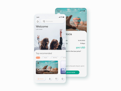 Travel app | Neumorphic style app app design daily ui home screen homepage design mobile app mobile design mobile ui neumorphic neumorphic design neumorphism neumorphism ui travel travel app ui ui design ux