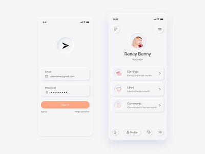 Sign in screen app app design color daily ui design mobile app mobile app design mobile ui neumorphic design neumorphism neumorphism ui profile design profile screen sign in page sign in screen ui ui design ux