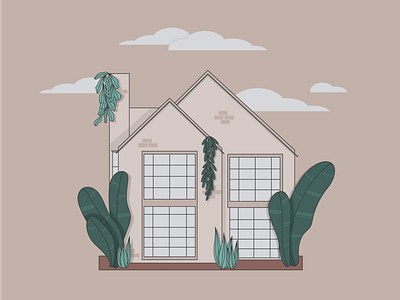 A little house illustration clouds color colors design flat icon illustration leaf leaves plant ui vector vector art vector illustration