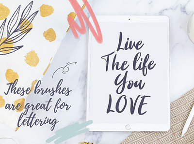 Brush Pack for Procreate branch calligraphy color colors design flat illustration leaf leaves lettering plant quotes typography