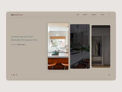 RR Essentials - Concept Website adobexd animation beige brown concept cream dark blue kitchen steel ui user interface design ux wardrobe website design