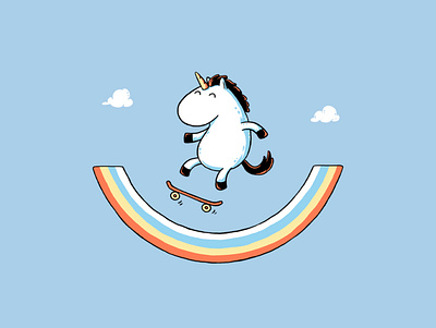 Rainbow Skate animals cartoon clothing cute fun funny illustration rainbow skateboard sport sports summer t shirt t shirt design unicorn