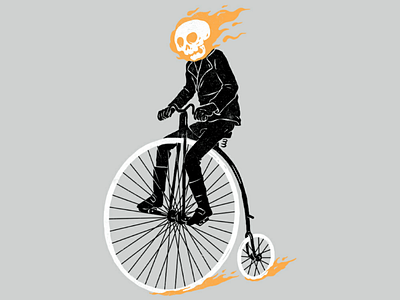 The Ghost Biker bicycle bike cartoon classic clothing fire fun funny halloween illustration mer handise movie parody skull t shirt t shirt designs vintage