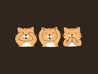 Three Wise Cats animal animals cartoon cat cats character clothing cute design drawing funny illustration illustrator pop culture t shirt t shirt design