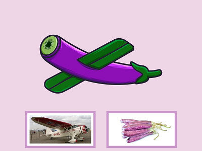 Eggplant logo airplane cartoon character creative design eggplant fun graphic illustration logo playfull transportation