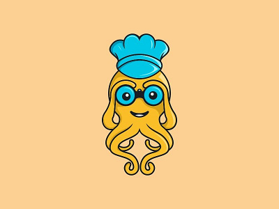 Octopus Logo animal cartoon character creative design fun graphic hat illustration logo octopus playfull sailor hat