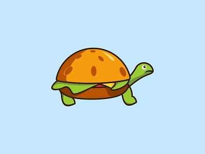 Turtle Burger Logo animal burger cartoon character creative design fast food food food and drink illustration logo turtle