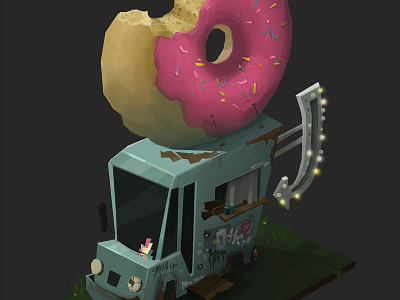 Donuts food truck 2d 2d art design digital donut donuts food illustration moreevil truck