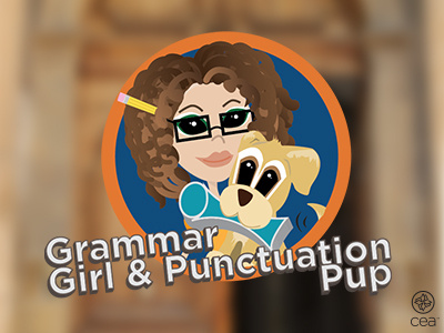 Grammar Girl & Punctuation Pup cartoon illustration studyabroad vector