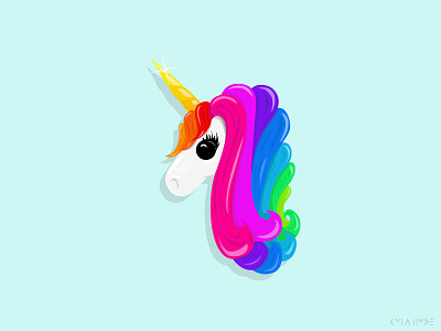 Happy Unicorn bright bubbly cartoon colors majestic rainbow unicorn vibrant
