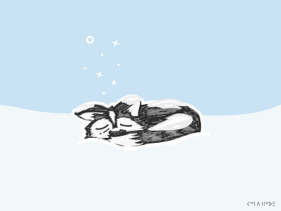 Husky Sleep cartoon cartoondog dog husky love sleddog snow snowdog snuggle warmth winter