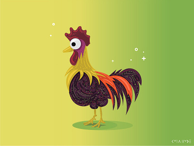 Moody Bloom Rooster bird cartoon chicken color of the year farm animal flat greenery illustration moodybloom pantone rooster sparkle