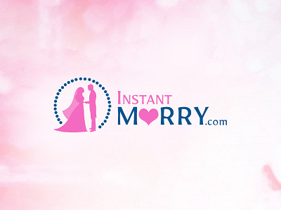 Instant Marry blue branding design digital elegant logo matrimonial mockup modern pink psd romantic vector web