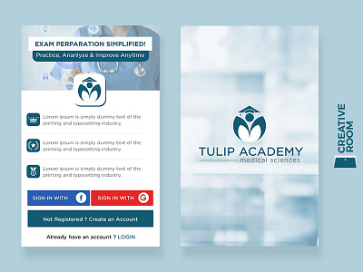 Tulip Academy App android app brand creative design doctor flat idenity ios live medical mobile students typography ui ux vector