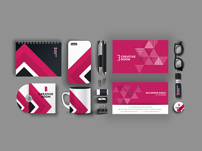 Stationery Design adobe art brand branding concept creative design flat identity illustator logo mockup pink stationery design typography vector