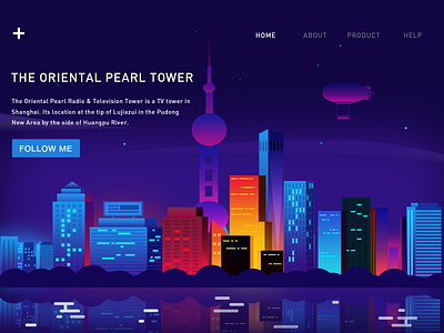 City design flat illustration typography