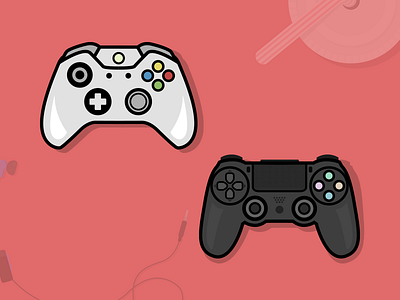 Xbox One vs. Playstation 4 flat icon illustrator playstation xbox