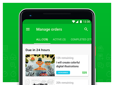 Manage Orders concept / Android android card fiverr gig green manage orders
