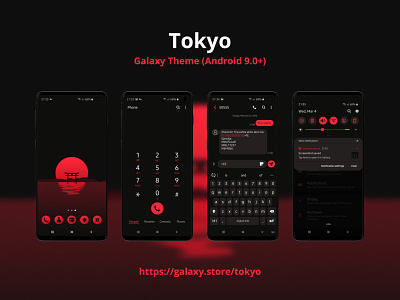 Tokyo | Samsung Galaxy Theme 2020 android android theme android ui galaxy theme iconset interface japan red samsung samsung theme shrine sunset ui ux wallpaper