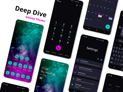 Deep Dive | Samsung Galaxy Theme android android theme android ui galaxy theme icons interface ocean purple samsung samsung galaxy samsung theme teal ui ux wallpaper