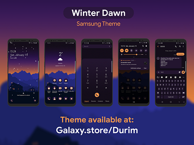 Winter Dawn | Samsung Theme android illustration interface nature samsung theme ui ux wallpaper