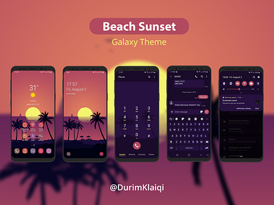 Beach Sunset | Samsung Galaxy Theme android android theme android ui animation app design galaxy theme icon icons iconset illustration interface mobile ui nature samsung samsung galaxy samsung theme ui ux wallpaper