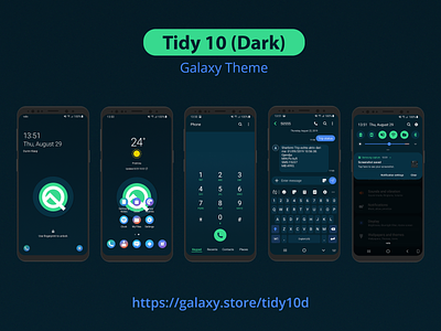 Tidy 10 (Dark) | Samsung Galaxy Theme android android 10 android theme android ui animation app galaxy theme interface samsung samsung theme ui ux wallpaper