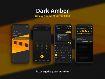 Dark Amber | Samsung Galaxy Theme android android theme android ui animation app galaxy theme icons illustration interface samsung samsung galaxy samsung theme wallpaper