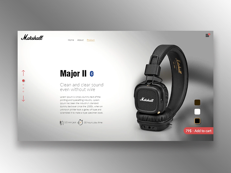 Marshall Headphones web UI interaction ui ui ux ux