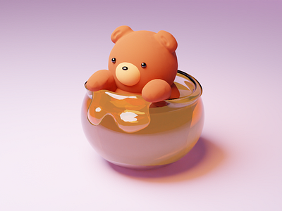 3D Character Design | Bear in his honeypot 3d art 3d artist blender c4d character character design graphic design illustration illustrator render visual design
