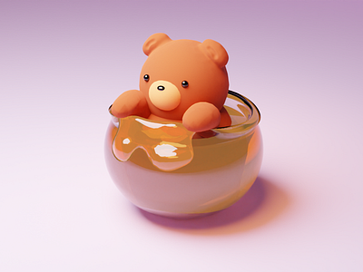 3D Character Design | Bear in his honeypot