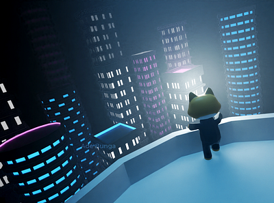 City at Night | 3D Illustration & Character Design 3d 3d art 3d illustration blender c4d design illustration lowpoly render