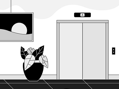 UMC Utrecht — Sketch #1 animation black blackandwhite contrast drawing elevator experiment hall hospital illustration illustrator interior motion painting plant sketch still test video wacom