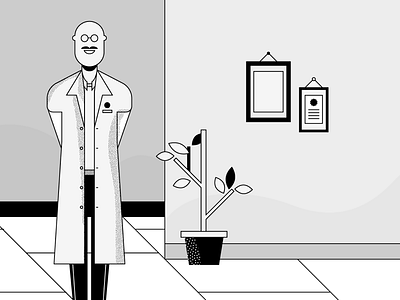 UMC Utrecht — sketch #2 animation black and white character design drawing flatdesign graphic design hospital illustration illustrator motion plant sketch vector video