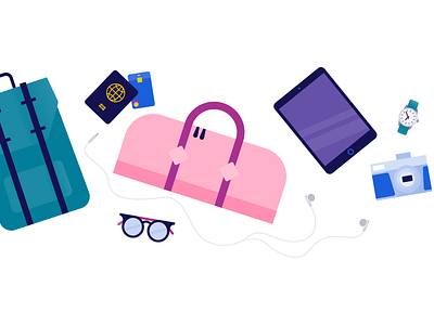 Schiphol Airport illustration: Lost and Found airport amsterdam artwork bag drawing dutch flatdesign found glasses graphic design holiday illustration illustrator ipad lost sketch tablet travel vector watch