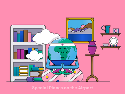 Globi: Special Places on the Airport agency airport amsterdam art books brand branding campaign character design illustration japan library museum painting places special tokio vase yoga zen