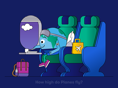 Globi: How high do Planes fly? air airplane animation bag blue campaign character design cloud drawing flatdesign illustration illustrator klm planes shoes sketch sky storytelling travel vector