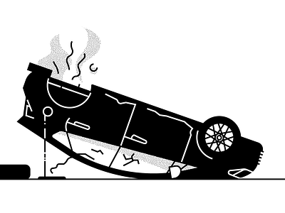Car Crash No.1 auto broken burn car crash creative design dots drawing editorial flatdesign illustration illustrator minimal sketch vector wheel