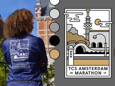 Mizuno Merchandise for TCS Amsterdam Marathon adobe amsterdam artwork colors drawing dribbble fashion illustration illustrations illustrator jacket merchandise olympic pattern stadion storytelling