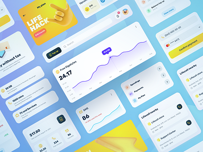 Lifecell App 2d 3d application clear component design desktop figma illustration interface life mobile style stylish top trend ui ux web yellow