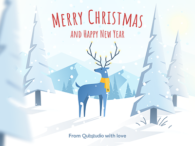 Merry Christmas and Happy New Year 2020 christmas christmas tree deer deer illustration design drawing dribbble happy holidays horizons illustration jingle bells mountains new year party picture snow ukraine vector winter