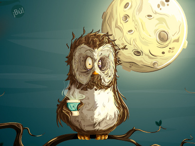 Ernesto!! coffee illustration moon night owl sleep wakefulness