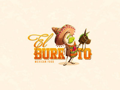 El Burrito brand burrito character color design eat food illustration logo mexican restaurant taco