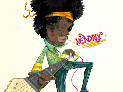Hendrix guitar hendrix illustration music rock
