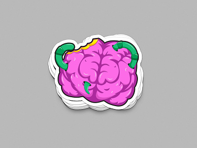 Broken Brain brain illustraion sticker vector worm