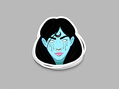 Woke Witch black magic crying illustrator lips moon nose ring sticker tears witch witchcraft