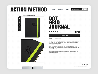 Action Method - Product Page action method add to cart grid design grid layout journal product page shopping app uiux webdesign