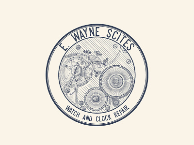 E Wayne Scites Vintage antique artwork brand branding classic handdrawn illustration logo logo a day machine redesign vintage watch