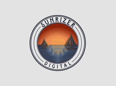 Sunrise - SUNRIZER DIGITAL artwork branding classic design graphic handdrawn illustration logo sea vintage