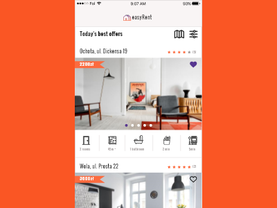 easyRent - rental app for expats in Warsaw design mobile app rental app ui ux uidesign